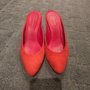 Mansur Gavriel red Suede Mule Pump Size 36